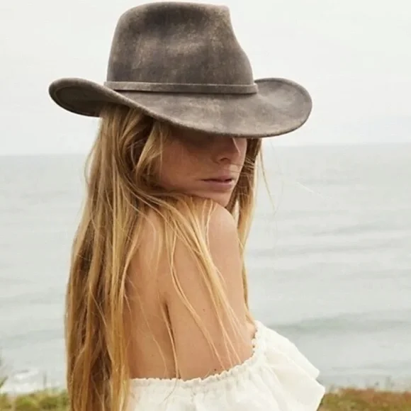 Mossant Paris Free People Mossant Trail Dusted Cowboy Rancher Hat Size M NWT Free People Mossant Trail Dusted Cowboy Rancher Hat Shaded  main image 2